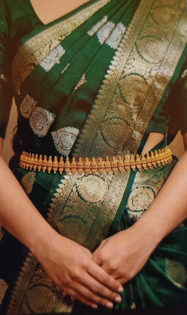 Enhance Your Bridal Attire With This Stunning Temple Jewelry Waist Belt Featuring Divine Artistry — rent in Kozhikode