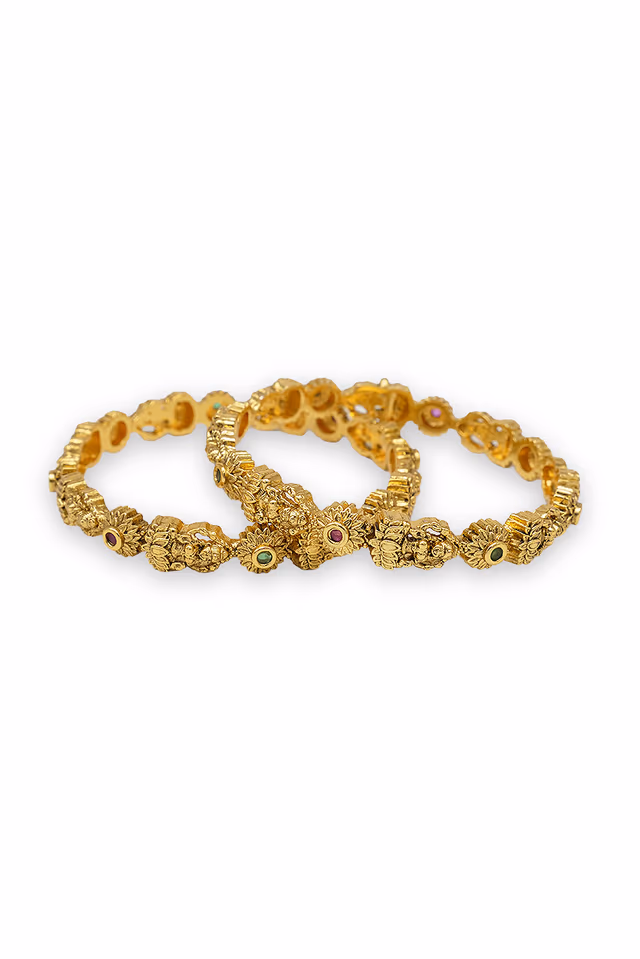 Embrace Traditional Heritage With This Magnificent Antique Gold Temple Bangle Featuring Intricate… — rent in Coimbatore