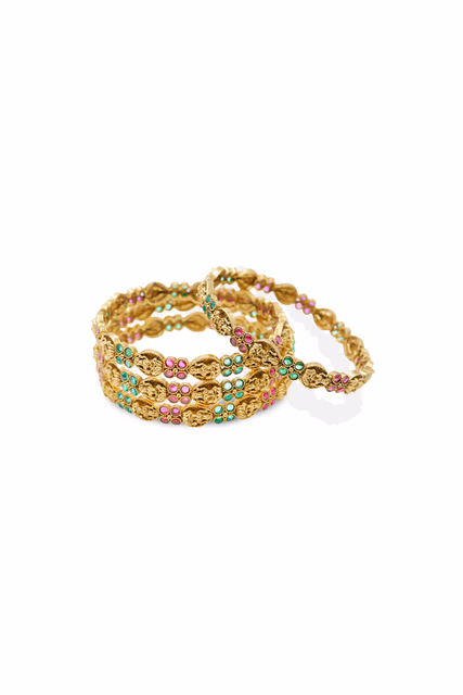 Temple Goddess Emerald Ruby Bangle — rent in Kochi