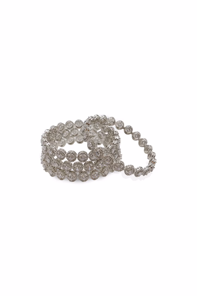 Designer Circular Halo Stone Bangle — rent in Kochi