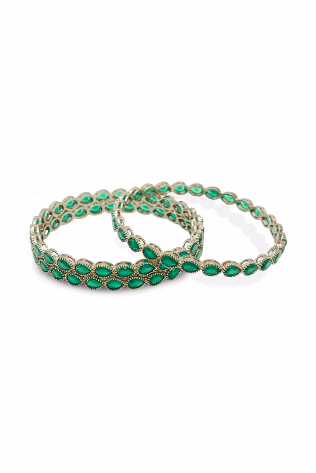 Gold-Tone Emerald Stone Slim Bangle — rent in Kochi