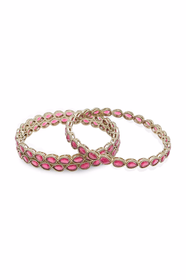 Gold-Tone Ruby Stone Slim Bangle — rent in Kochi