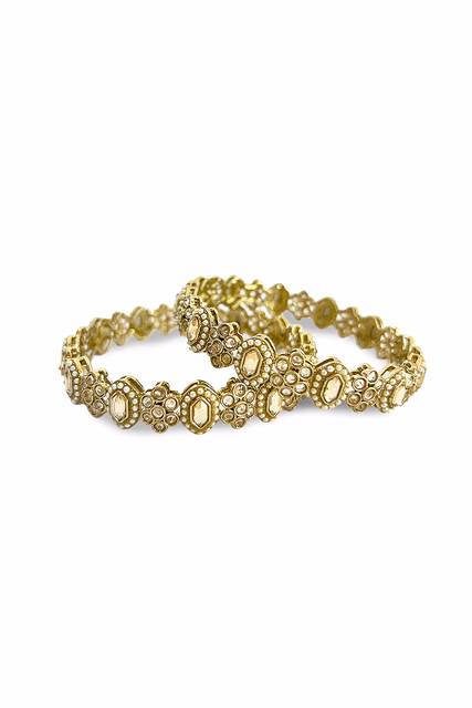 Regal Golden Polki Bangles That Exude Sophistication And Timeless Beauty — rent in Bangalore