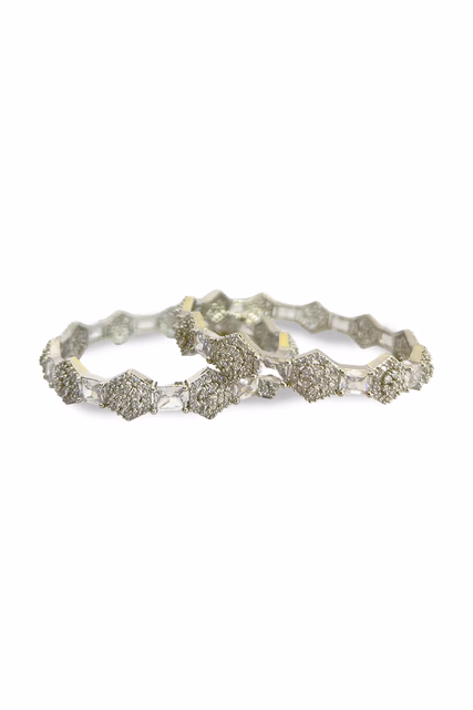 Shimmering White Stone Bangles Provide A Luxurious Feel And Effortless Style For Any Outfit — rent in Bangalore