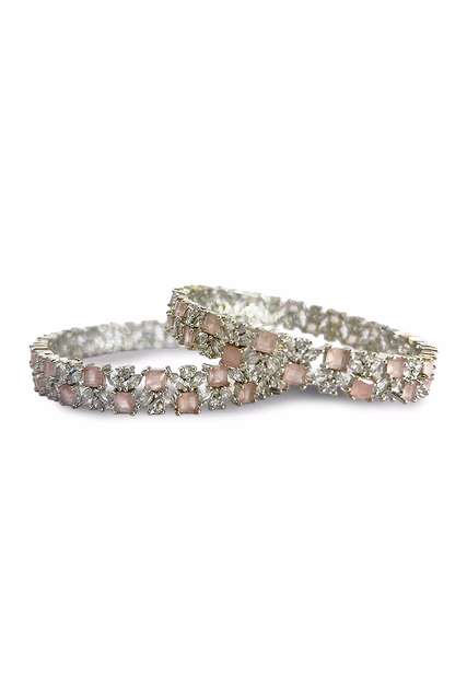 Versatile Bangles Feature A Secure Design And Stunning Alternating Pink And Clear Crystal Settings — rent in Bangalore