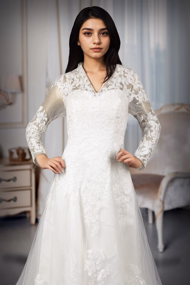 White Bridal Gown — rent in Bangalore