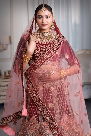 Dark purple jarkan & heavy thread work lehenga — view 1 of 5