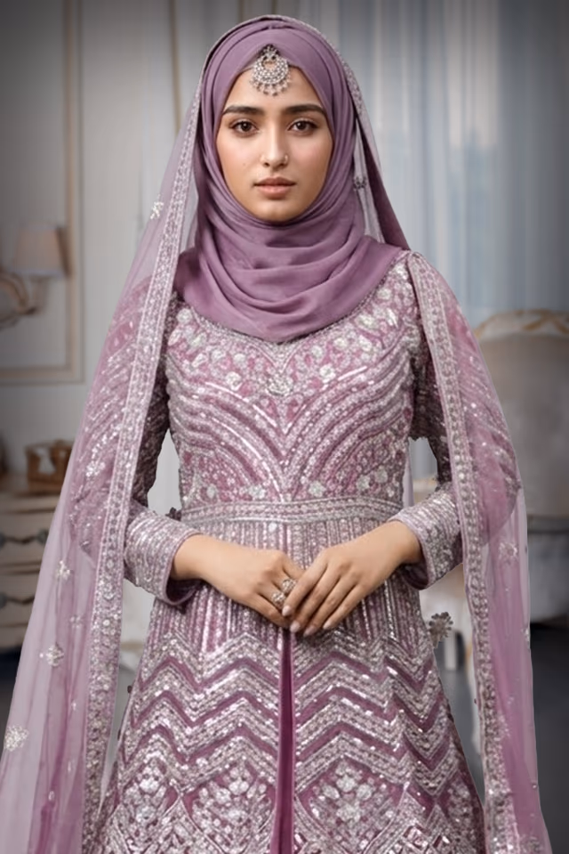 Lavender Anarkali Lehenga With Exquisite Stonework And Detailing Throughout The Body With Threadwork… — rent in Kochi