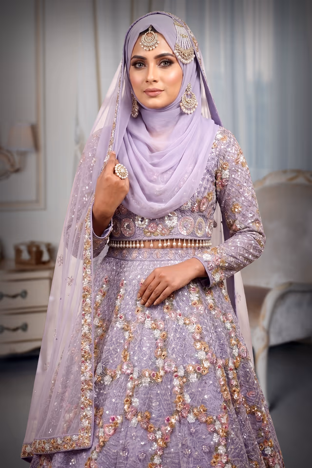 Lavender Lehenga Showcases Exquisite Floral Embroidery, A Captivating Blend Of Traditional Craftsmanship… — rent in Calicut