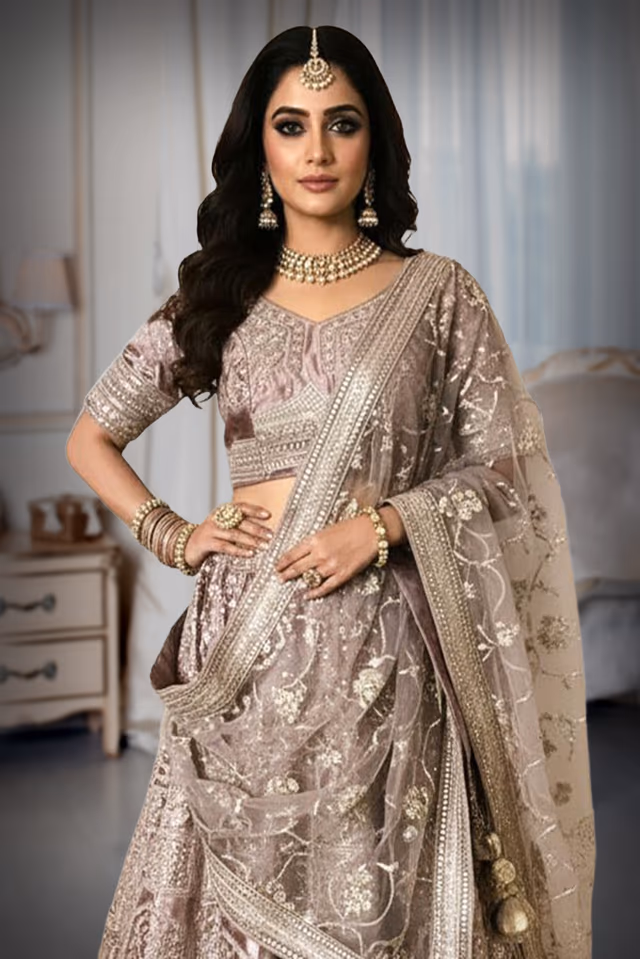 Lilac Ombre Lehenga with Delicate Silver Embroidery for Elegant Modern Celebrations — rent in Bangalore