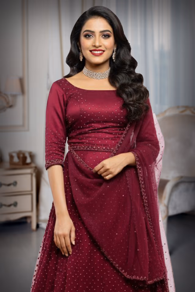 Magenta Silk Lehenga Choli with Golden Zardozi and Beadwork Embellishment — rent in Kochi