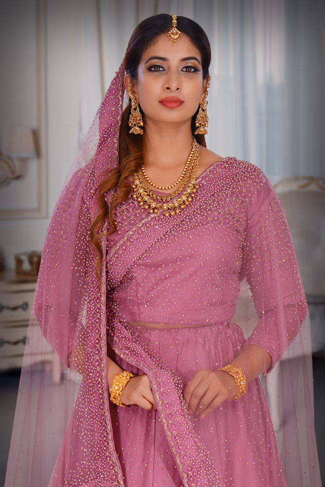 Pink Purple Lehenga — rent in Calicut