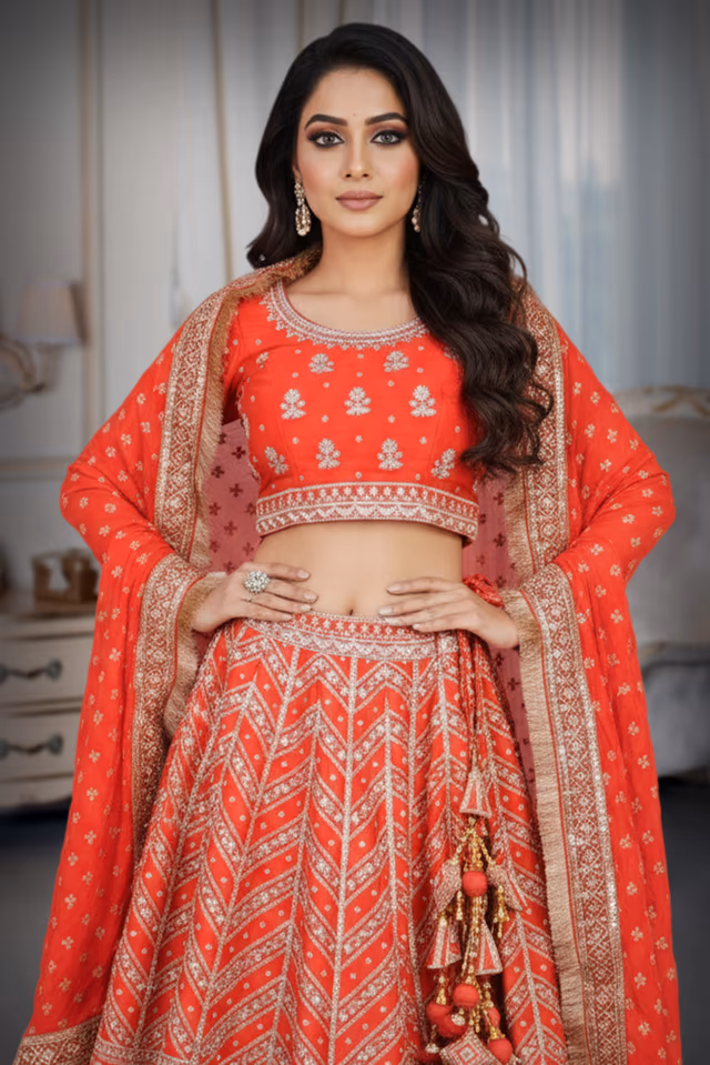 Traditional Red Bridal Lehenga — rent in Bangalore
