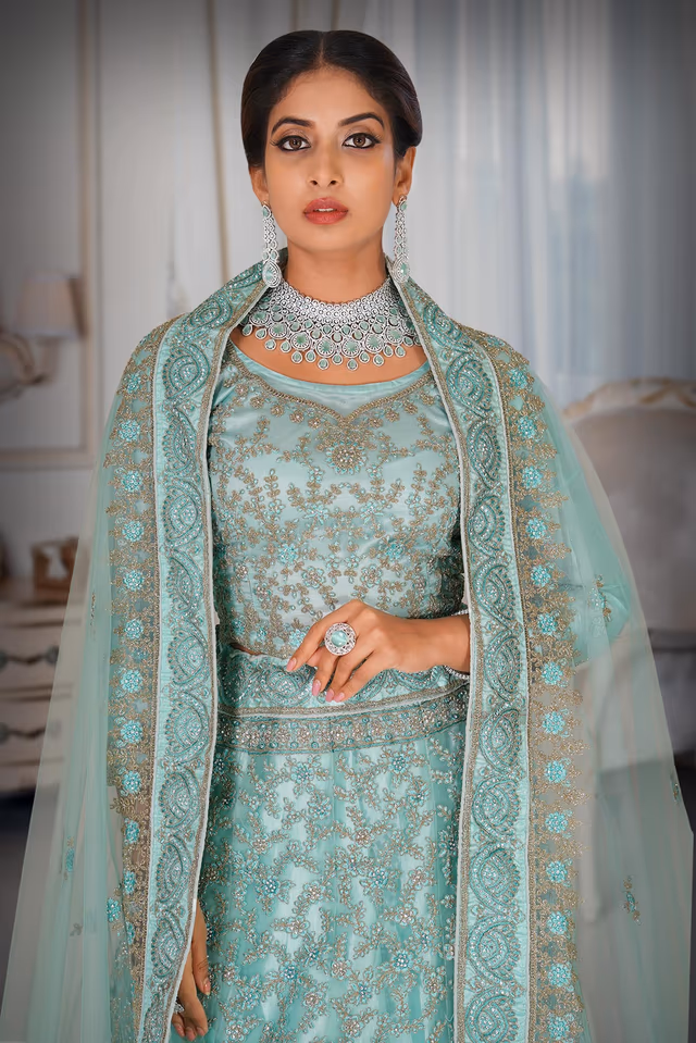 Sea Green Lehenga — rent in Coimbatore