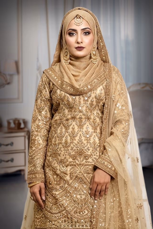 Elegant Pakistani lehenga Heavy Embroidered Sharara top , worked skirt and duppatta — rent in Kochi