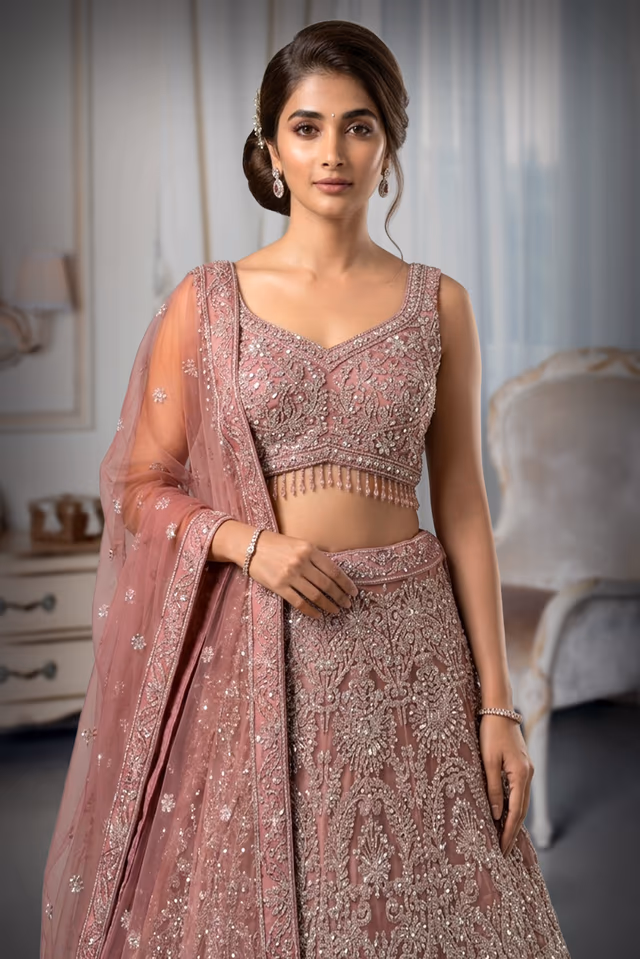 Plum Color Lehenga With Intricate Stone Work And Threadwork Details — rent in Kochi