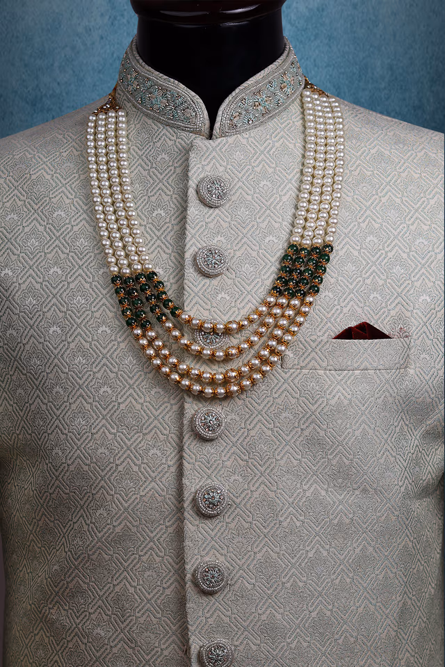 Ivory, Red and Golden Mothi Chain — rent in Bangalore