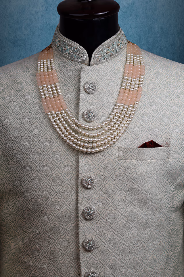 Pastel Orange and Ivory Mothi Chain — rent in Bangalore