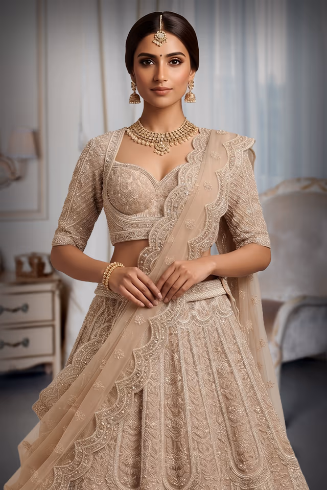 Ivory Bridal Lehenga — rent in Coimbatore
