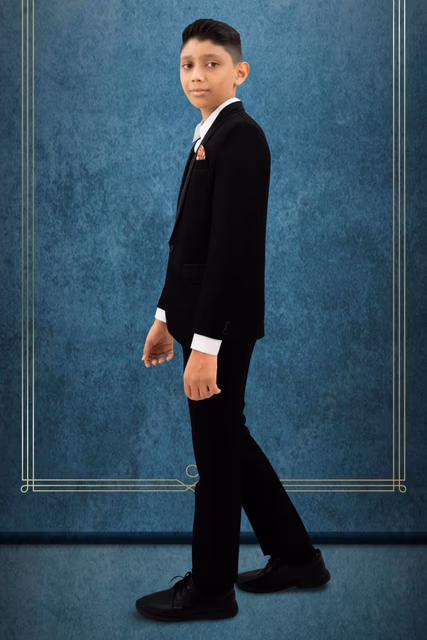 Kids Black suit — back view, rent in Calicut