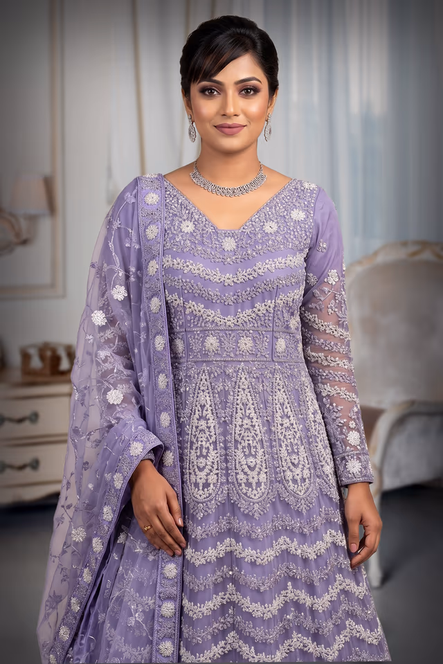 Lavender Sequin Embroidered  Gown — rent in Calicut