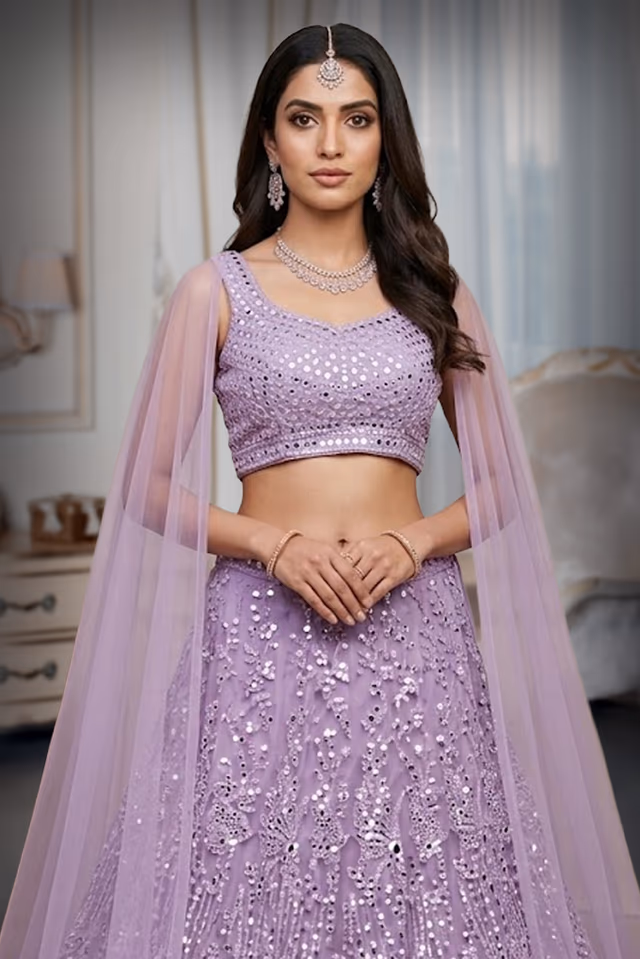 Light Pink Minimal Net Lehenga With Threadwork Details And Same Colour Dupatta — rent in Bangalore