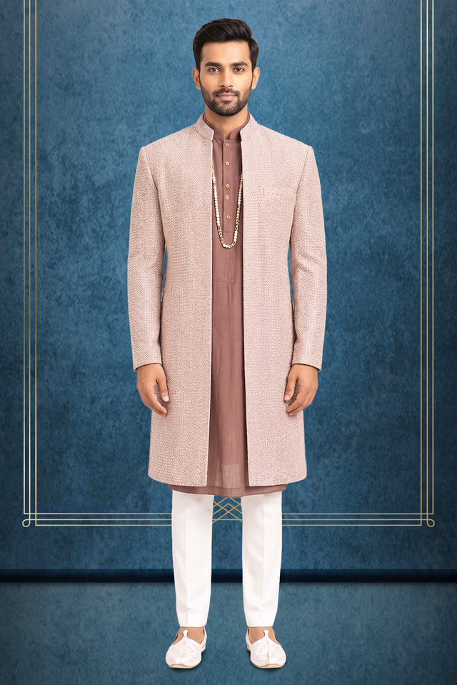 Lilac Indo-Western with Intricate Thread and Sequin Work — rent in Bangalore
