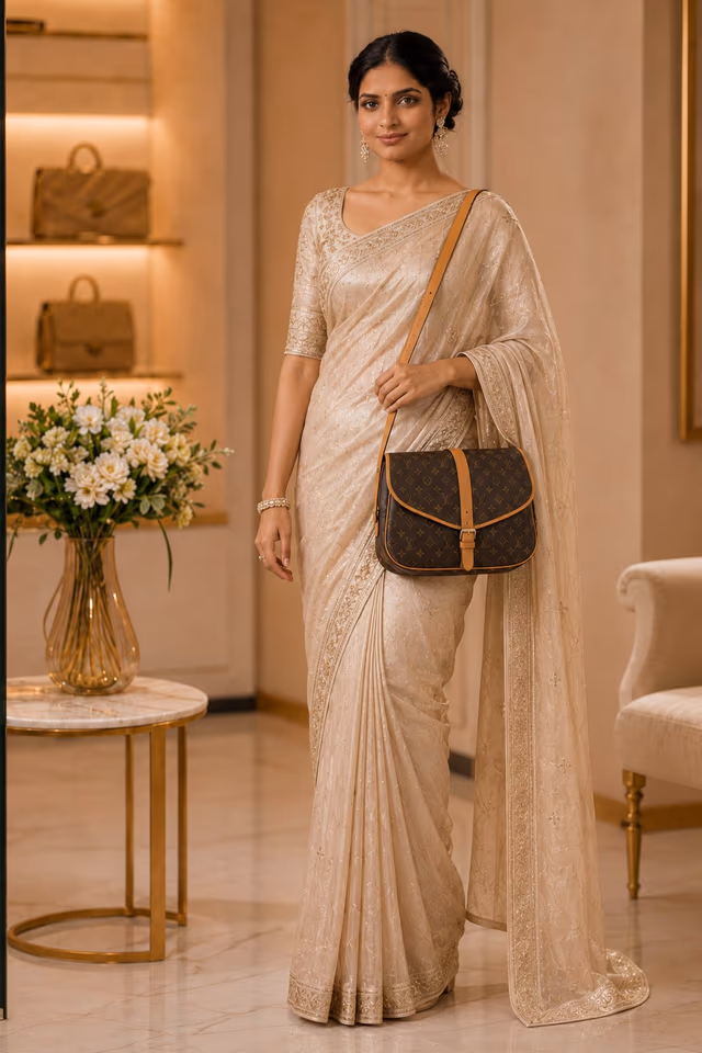 Louis Vuitton Monogram Canvas Samur 35 Brown Crossbody Bag — rent in Edappally