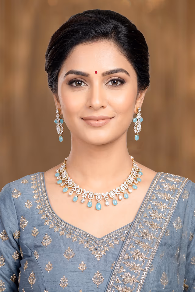 Mint Drop Polki/Kundan Choker Set — rent in Ernakulam