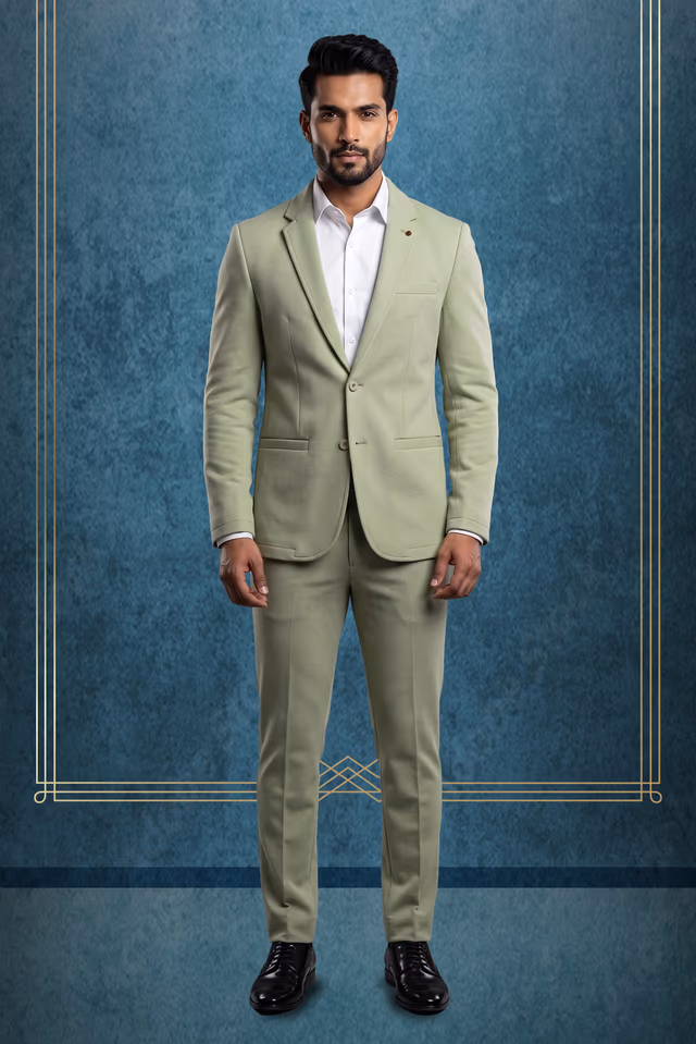 Mint Green Contrast Piping Blazer — rent in Coimbatore