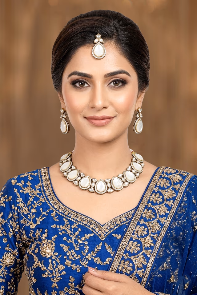 Mother-of-Pearl/Moonstone Choker Set — rent in Ernakulam