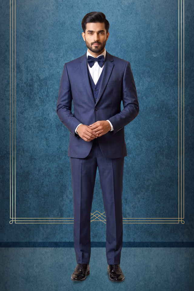 Navy Blue Classic Tuxedo Suit — rent in Coimbatore