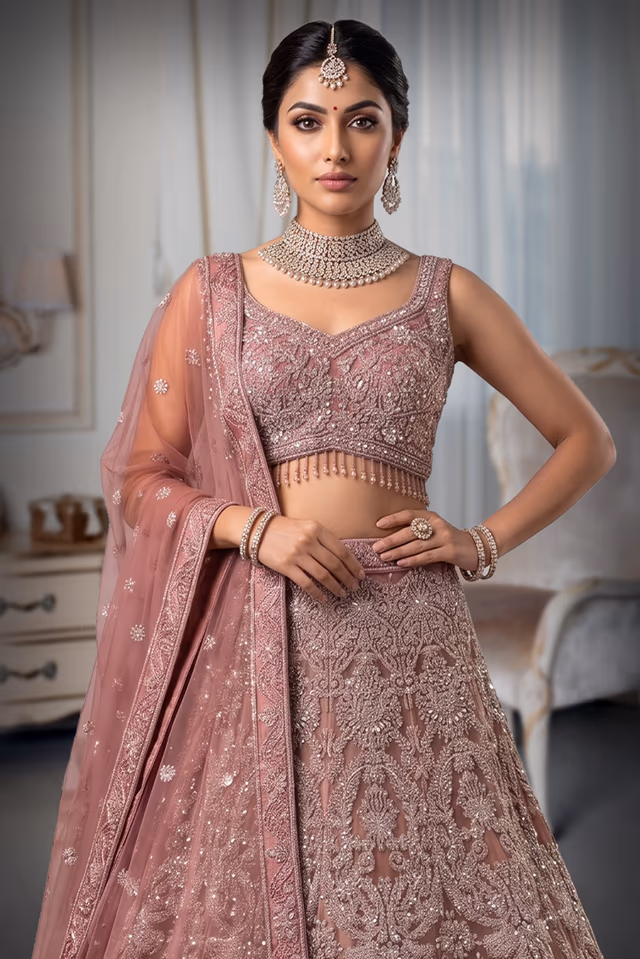 Plum Color Lehenga With Intricate Stone Work And Threadwork Details — rent in Kochi