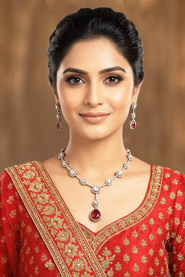 Polki/Uncut Diamond Jewelry Set — rent in Calicut