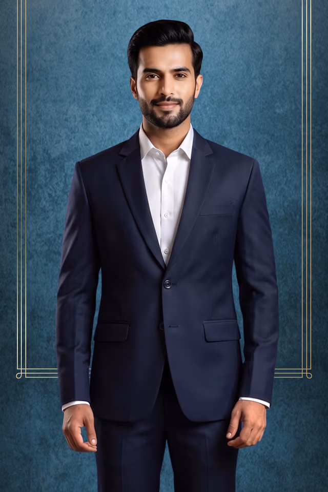 Premium Burgundy Three-Piece Formal Suit — back view, rent in Coimbatore
