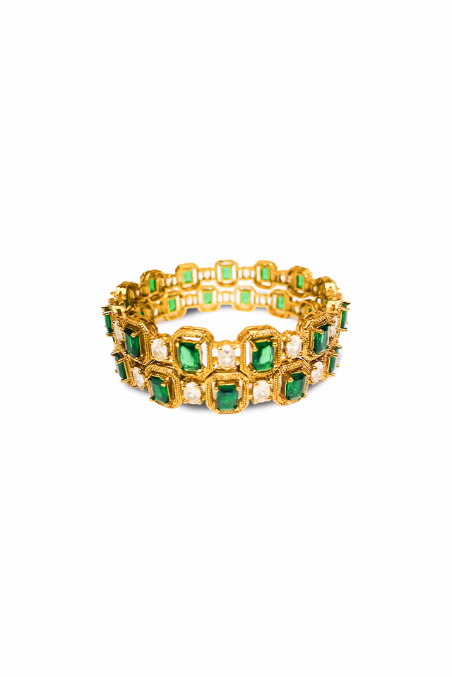 Royal Emerald & Crystal Alternating Kada — rent in Edappally