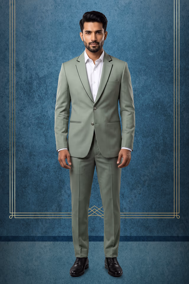 Sage Green Single-Breasted Formal Suit With Trouser — rent in Coimbatore