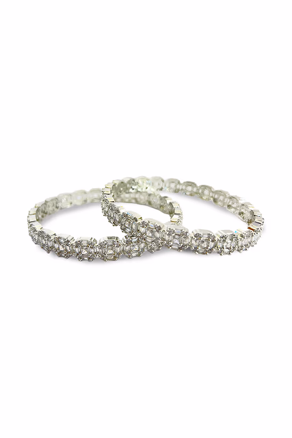 Add A Touch Of Sophistication To Your Wardrobe With These Beautifully Crafted White Gemstone Bangles — rent in Bangalore