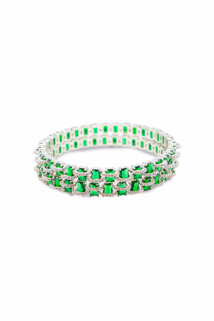 The Richness Of Green Combines With The Brilliance Of AD Crystals, Making These Bangles Truly Alluring — rent in Coimbatore