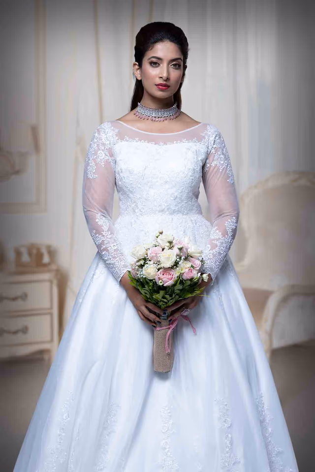 Light Ivory Double Umbrella Gown — rent in Kochi