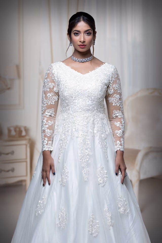 Light Ivory Single Umbrella Gown — rent in Kochi