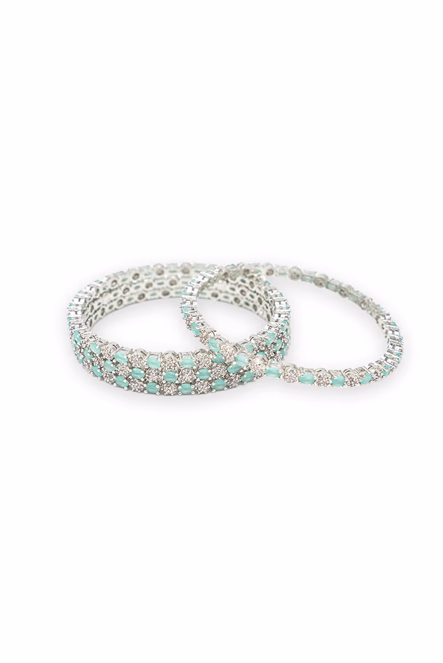 Stunning Green American Diamond Bracelets In A Silver Finish Are Perfect For Adding A Pop Of Color — rent in Coimbatore