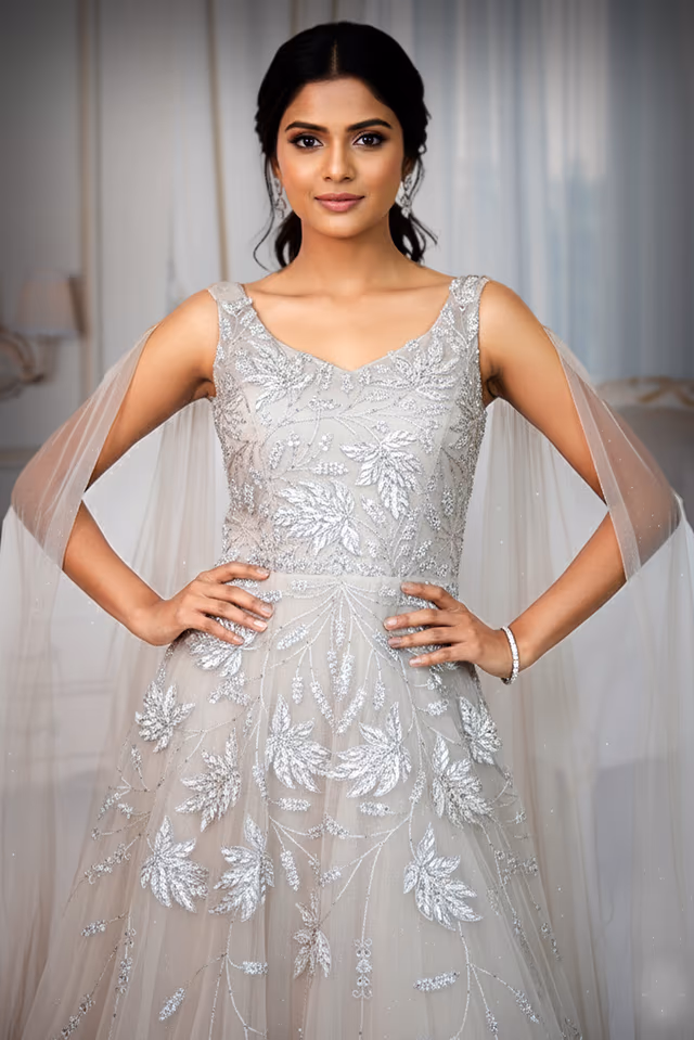 A Nude-Toned Embellished Gown — rent in Bangalore