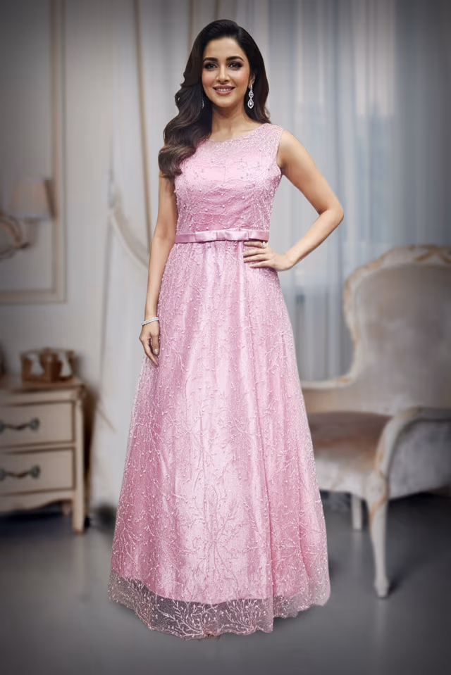Semi Bridal Gown — back view, rent in Coimbatore