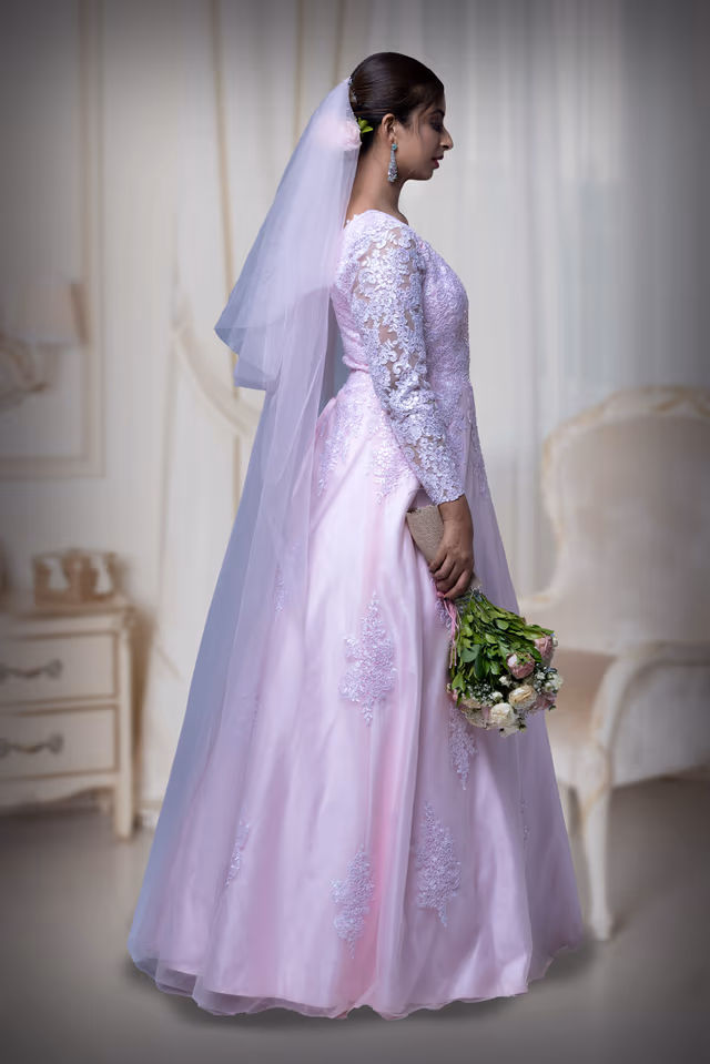 Baby pink plain net veil — rent in Calicut