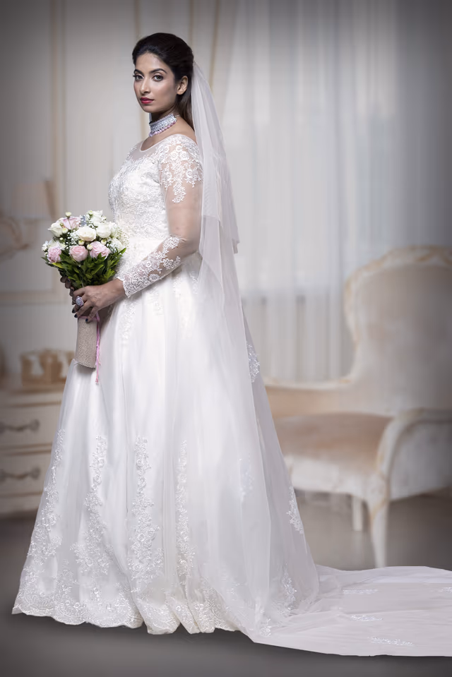 Light ivory  oriental lace work net veil — rent in Calicut