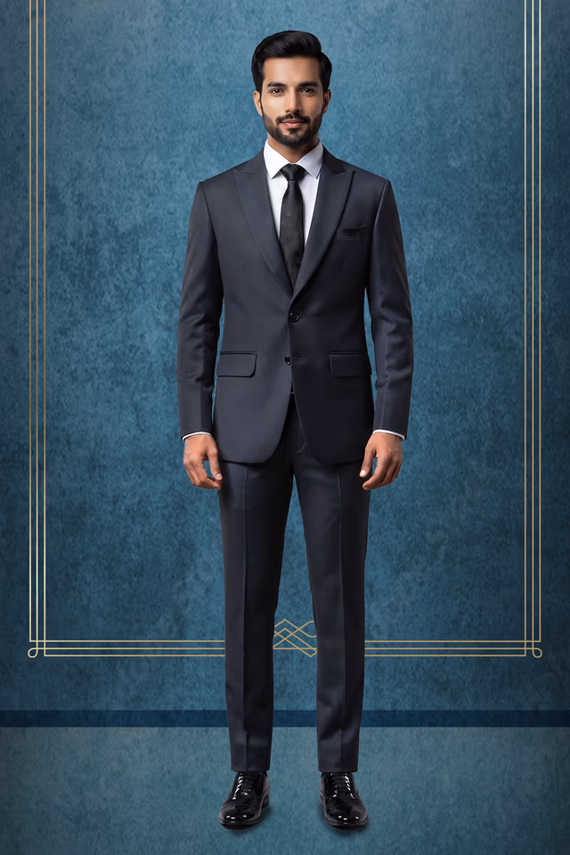 Steel Grey Textured Two-Piece Tailored Formal Suit — rent in Ernakulam