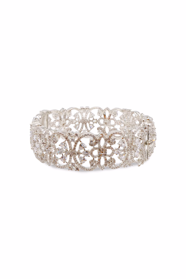 White American Diamond Bracelets In A Silver Finish Are Perfect For Adding A Pop Of Color — rent in Coimbatore