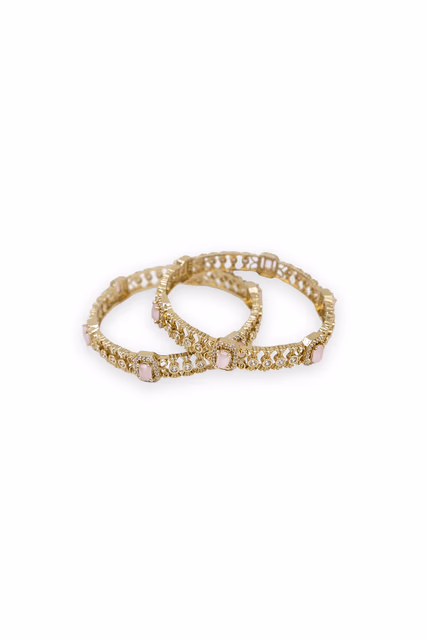 Experience The Sophistication Of Fine Craftsmanship With These Dainty Golden Bangles Studded With High… — rent in Coimbatore
