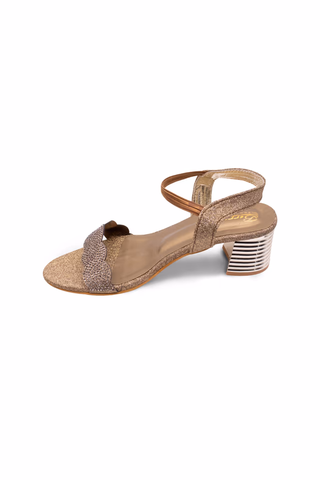 Embellished party block sandals — back view, rent in Calicut